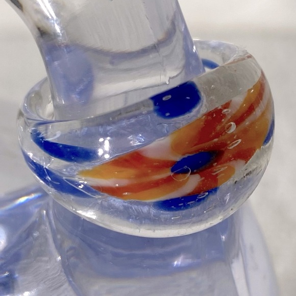 Vintage Art Glass Handmade Red Orange Blue Band Ring - Picture 4 of 11